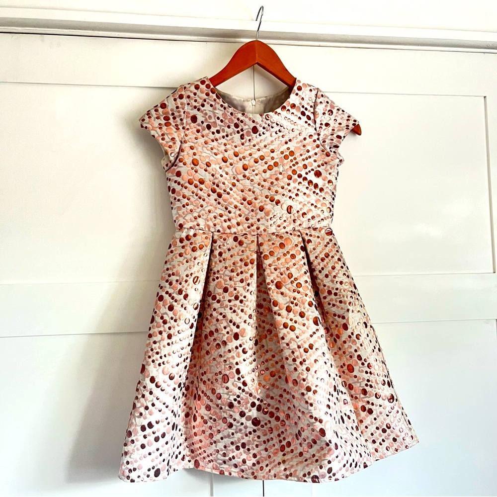 Dorissa Girls Size 10 Polka Dot Dress Formal Rose Gold Dress Polyester/Metallic